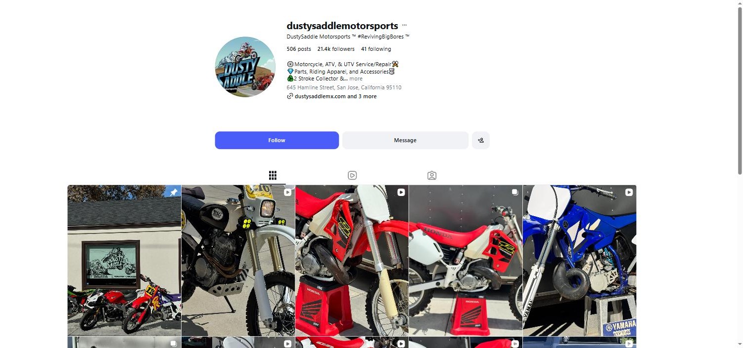 dusty saddle motorsports instagram
