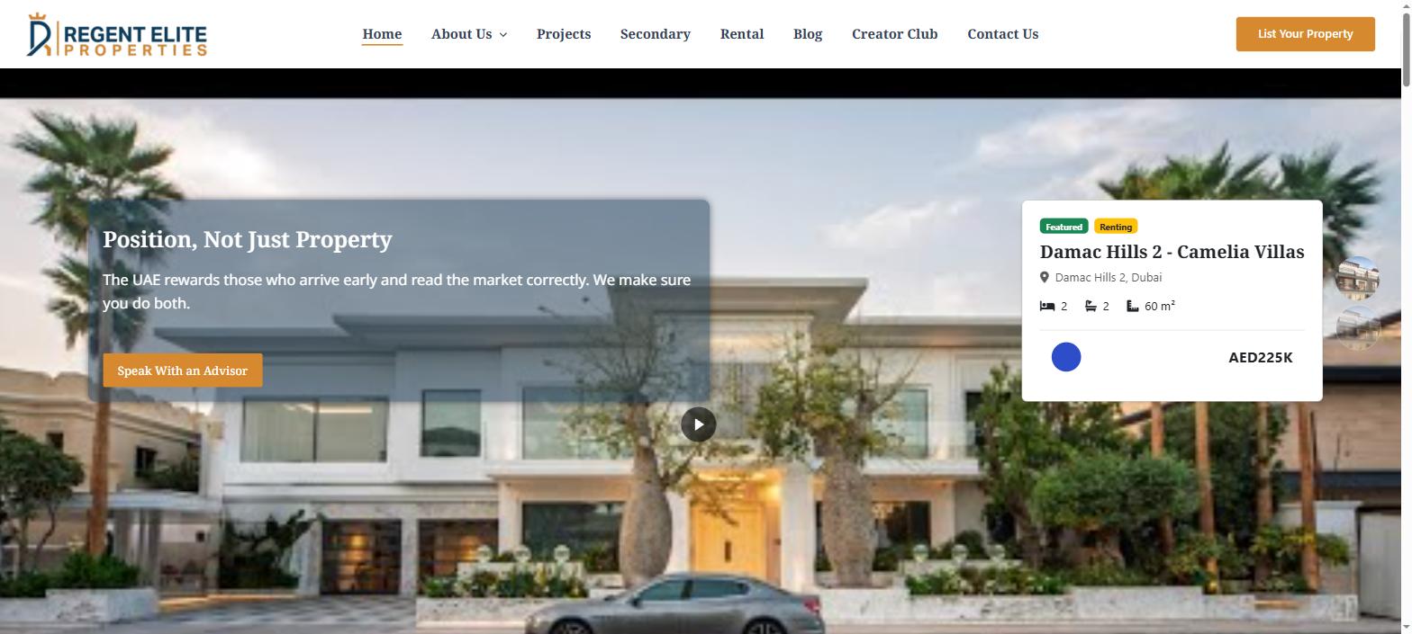 Regent Elite Properties website built by IT Marketing Co